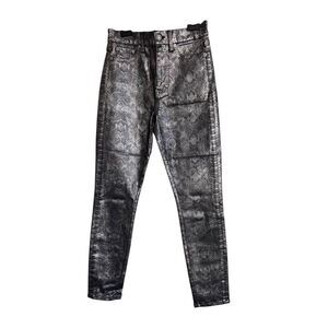 7 for all Mankind Skinny Jeans Womens Size 27 Metallic Snake Print Statement